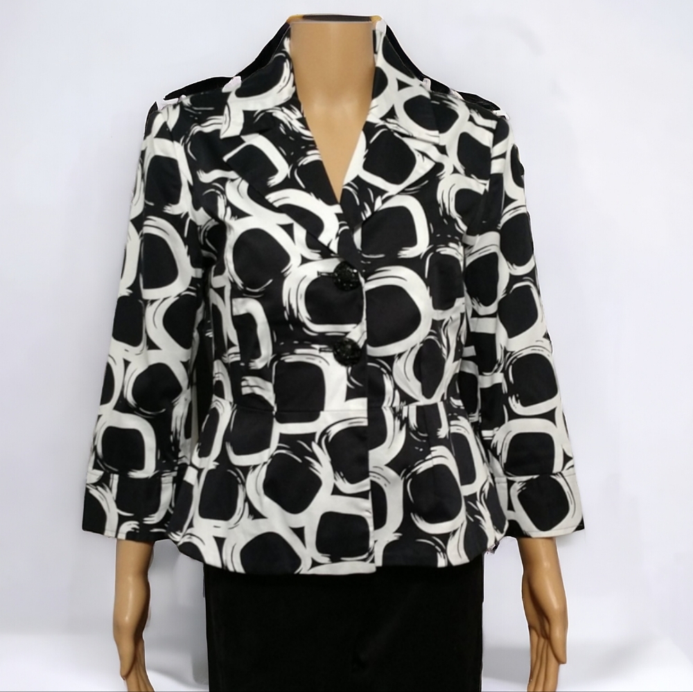 Grace Dane Lewis Black & White Abstract Jacket sz 4